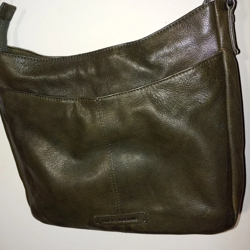 Lucky Brand Moss Green Pebbled Leather Crossbody Purse
